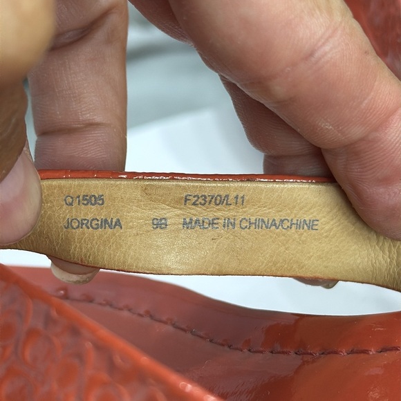 (E3) COACH GEORGINA Women's Orange Cork Wedge Sandals,Sz 9B, Embossed C- Leather - Picture 8 of 13